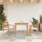 vidaXL Juego comedor de jardín 3 pzas y cojines blancos madera de teca vidaXL Juego comedor de jardín 3 pzas y cojines blancos madera de teca