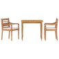 vidaXL Juego comedor de jardín 3 pzas y cojines blancos madera de teca vidaXL Juego comedor de jardín 3 pzas y cojines blancos madera de teca