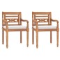 vidaXL Juego comedor de jardín 3 pzas y cojines blancos madera de teca vidaXL Juego comedor de jardín 3 pzas y cojines blancos madera de teca