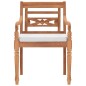 vidaXL Juego comedor de jardín 3 pzas y cojines blancos madera de teca vidaXL Juego comedor de jardín 3 pzas y cojines blancos madera de teca