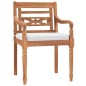 vidaXL Juego comedor de jardín 3 pzas y cojines blancos madera de teca vidaXL Juego comedor de jardín 3 pzas y cojines blancos madera de teca