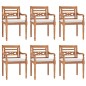 vidaXL Juego comedor de jardín 7 pzas con cojines blancos madera teca