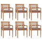 vidaXL Juego comedor de jardín 7 pzas cojines gris oscuro madera teca vidaXL Juego comedor de jardín 7 pzas cojines gris oscuro madera teca