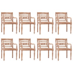 vidaXL Sillas Batavia 8 uds madera maciza de teca encalada