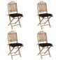 vidaXL Set de comedor de jardín plegable 5 piezas con cojines bambú vidaXL Set de comedor de jardín plegable 5 piezas con cojines bambú