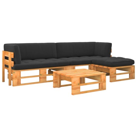 vidaXL Muebles de palets 4 pzas y cojines madera pino impregnada miel