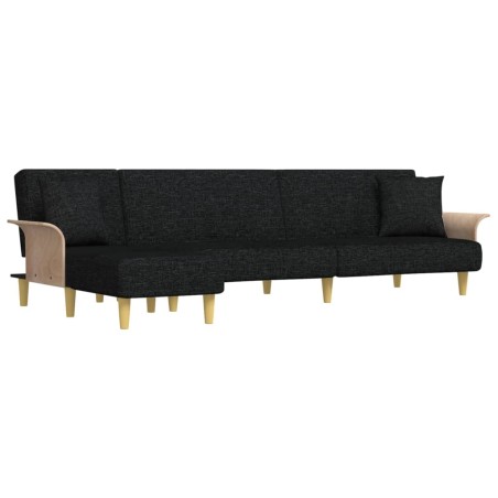 vidaXL Sofá cama en forma de L tela negro 279x140x70 cm
