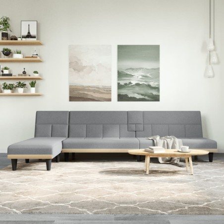 vidaXL Sofá cama en forma de L tela gris claro 255x140x70 cm