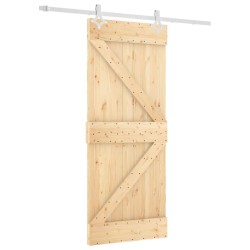 vidaXL Puerta corredera con herrajes madera maciza de pino 85x210 cm
