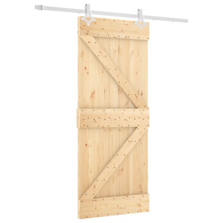 vidaXL Puerta corredera con herrajes madera maciza de pino 85x210 cm