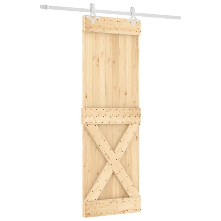vidaXL Puerta corredera con herrajes madera maciza de pino 70x210 cm