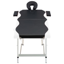 vidaXL Camilla de masaje plegable 2 zonas aluminio negro y blanco