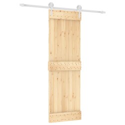 vidaXL Puerta corredera con herrajes madera maciza de pino 70x210 cm
