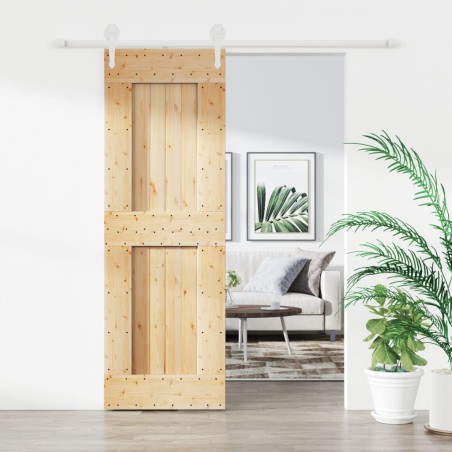 vidaXL Puerta corredera con herrajes madera maciza de pino 70x210 cm