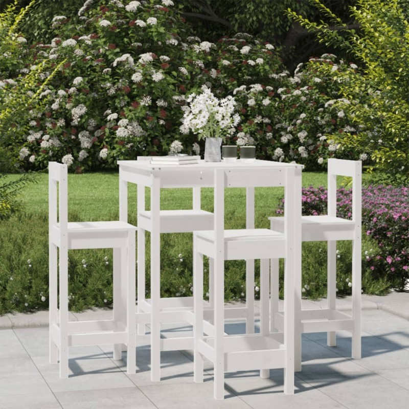 vidaXL Set de mesa y taburetes altos jardín 5 pzas madera pino blanco vidaXL Set de mesa y taburetes altos jardín 5 pzas madera pino blanco