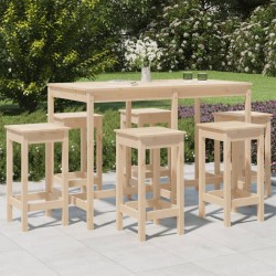 vidaXL Mesa y taburetes altos jardín 7 piezas madera maciza de pino