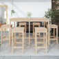 vidaXL Mesa y taburetes altos jardín 7 piezas madera maciza de pino