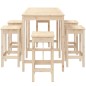 vidaXL Mesa y taburetes altos jardín 7 piezas madera maciza de pino