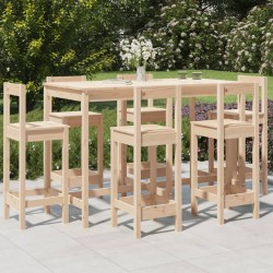 vidaXL Set de mesa y taburetes altos jardín 7 pzas madera maciza pino