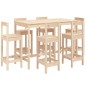 vidaXL Set de mesa y taburetes altos jardín 7 pzas madera maciza pino vidaXL Set de mesa y taburetes altos jardín 7 pzas madera maciza pino