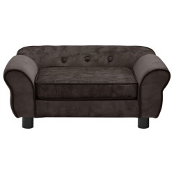 vidaXL Sofá para perro felpa marrón 72x45x30 cm