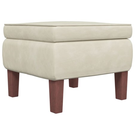 vidaXL Taburete con patas de madera terciopelo crema