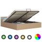 vidaXL Cama canapé hidráulica LED cuero sintético capuchino 180x200 cm vidaXL Cama canapé hidráulica LED cuero sintético capuchino 180x200 cm