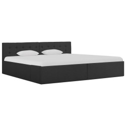 vidaXL Cama canapé hidráulica con LED tela gris oscuro 180x200 cm 