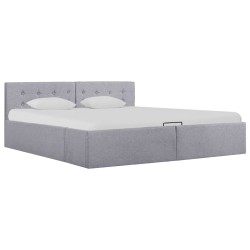 vidaXL Cama canapé hidráulica almacenaje LED tela gris claro 160x200cm 