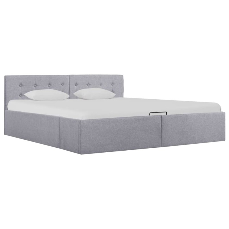 vidaXL Cama canapé hidráulica almacenaje LED tela gris claro 160x200cm vidaXL Cama canapé hidráulica almacenaje LED tela gris claro 160x200cm