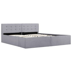 vidaXL Cama canapé hidráulica almacenaje LED tela gris claro 160x200cm 