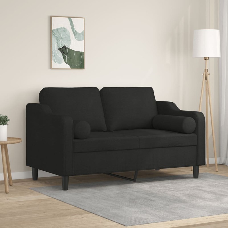 vidaXL Sofá de 2 plazas con cojines tela negro 120 cm vidaXL Sofá de 2 plazas con cojines tela negro 120 cm