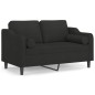 vidaXL Sofá de 2 plazas con cojines tela negro 120 cm vidaXL Sofá de 2 plazas con cojines tela negro 120 cm