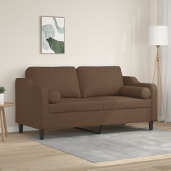 vidaXL Sofá de 2 plazas con cojines tela marrón 140 cm