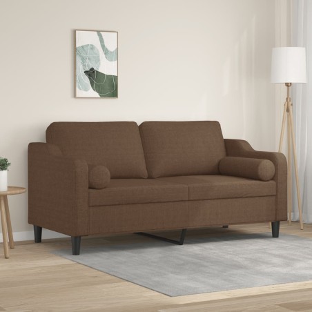 vidaXL Sofá de 2 plazas con cojines tela marrón 140 cm