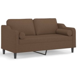 vidaXL Sofá de 2 plazas con cojines tela marrón 140 cm