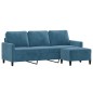vidaXL Sofá de 3 plazas con taburete de terciopelo azul 180 cm vidaXL Sofá de 3 plazas con taburete de terciopelo azul 180 cm