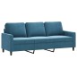 vidaXL Sofá de 3 plazas con taburete de terciopelo azul 180 cm vidaXL Sofá de 3 plazas con taburete de terciopelo azul 180 cm