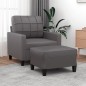 vidaXL Sillón con taburete cuero sintético gris 60 cm vidaXL Sillón con taburete cuero sintético gris 60 cm