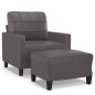 vidaXL Sillón con taburete cuero sintético gris 60 cm vidaXL Sillón con taburete cuero sintético gris 60 cm