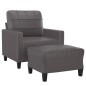 vidaXL Sillón con taburete cuero sintético gris 60 cm vidaXL Sillón con taburete cuero sintético gris 60 cm