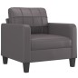 vidaXL Sillón con taburete cuero sintético gris 60 cm vidaXL Sillón con taburete cuero sintético gris 60 cm