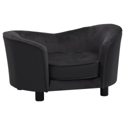 vidaXL Sofá para perros felpa y cuero sintético negro 69x49x40 cm