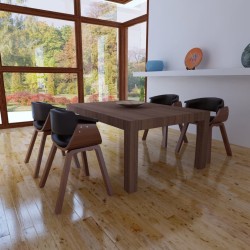 vidaXL Sillas de comedor 4 unidades madera curvada y cuero artificial  