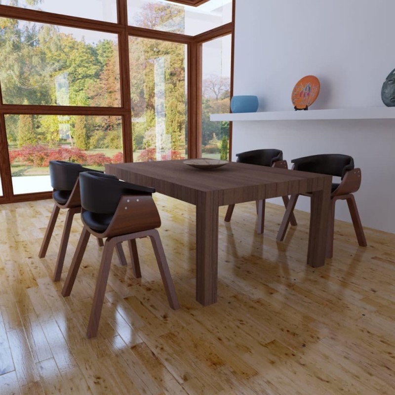 vidaXL Sillas de comedor 4 unidades madera curvada y cuero artificial vidaXL Sillas de comedor 4 unidades madera curvada y cuero artificial