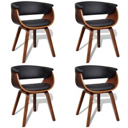 vidaXL Sillas de comedor 4 unidades madera curvada y cuero artificial  