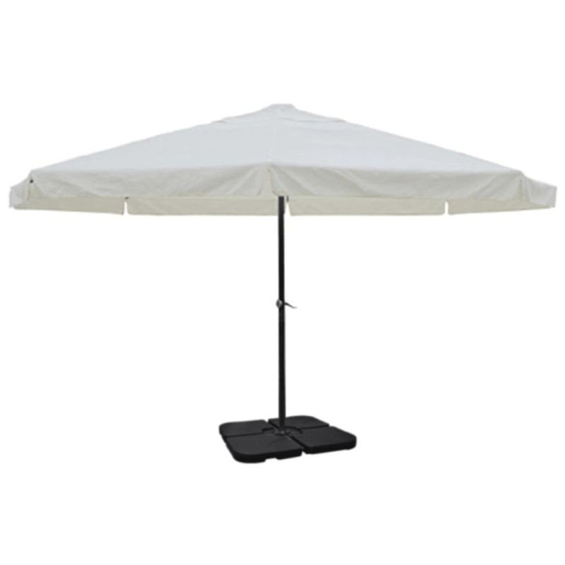 vidaXL Sombrilla de aluminio con base portátil blanco vidaXL Sombrilla de aluminio con base portátil blanco