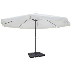 vidaXL Sombrilla de aluminio con base portátil blanco