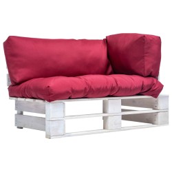 vidaXL Sofá de jardín de palets cojines rojos madera de pino