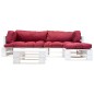 vidaXL Muebles de palets de jardín con cojines rojos 4 piezas madera vidaXL Muebles de palets de jardín con cojines rojos 4 piezas madera